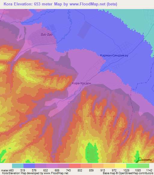 Kora,Russia Elevation Map