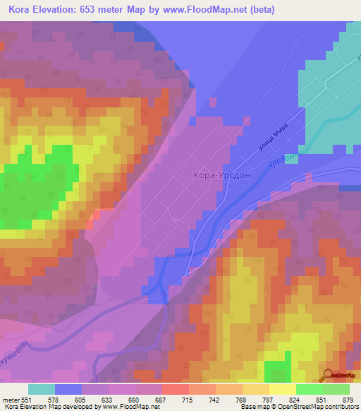 Kora,Russia Elevation Map