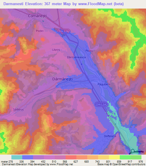 Darmanesti,Romania Elevation Map