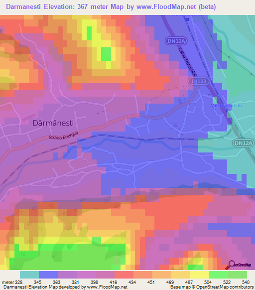 Darmanesti,Romania Elevation Map