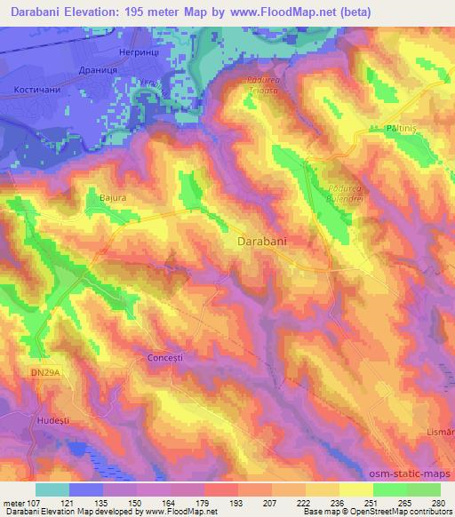 Darabani,Romania Elevation Map