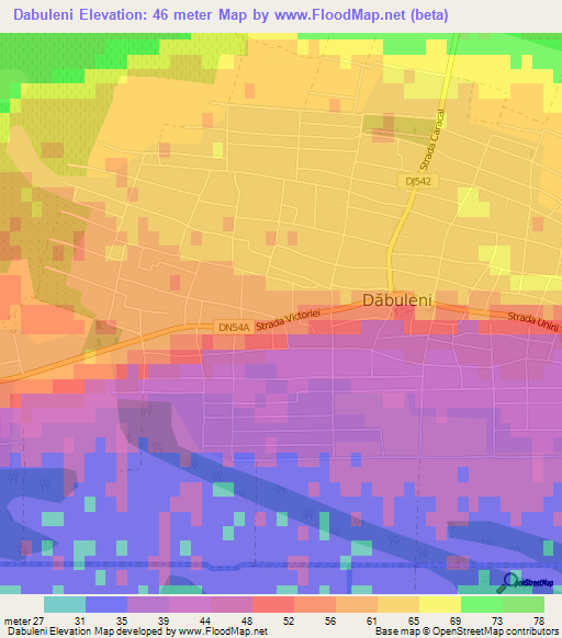 Dabuleni,Romania Elevation Map