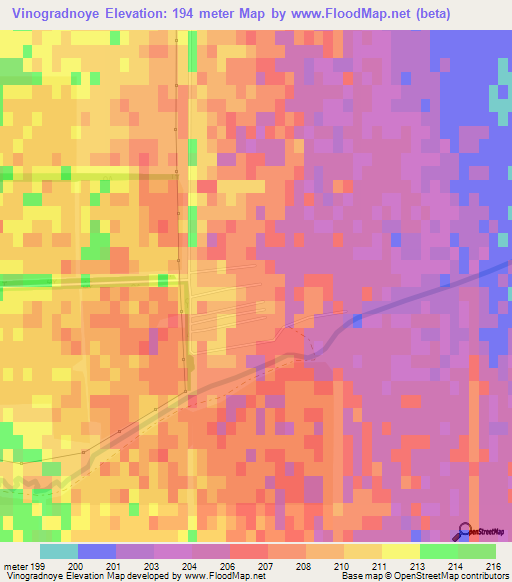 Vinogradnoye,Russia Elevation Map