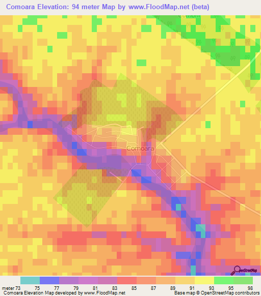 Comoara,Romania Elevation Map