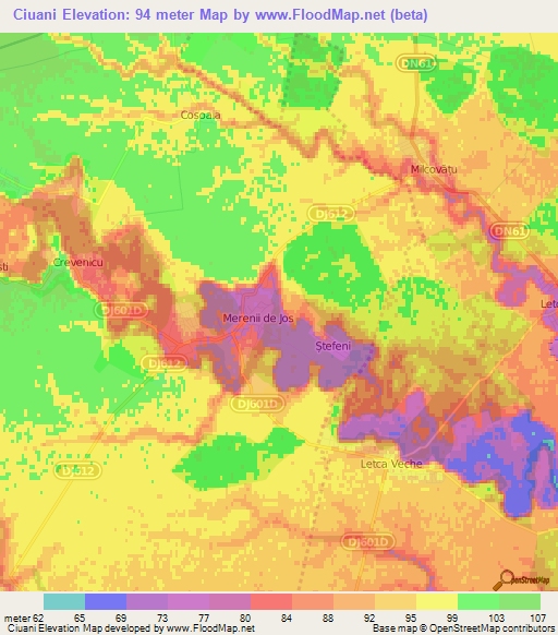 Ciuani,Romania Elevation Map