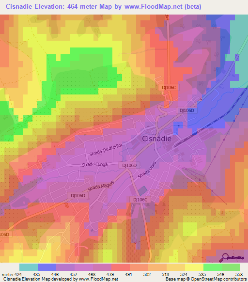 Cisnadie,Romania Elevation Map