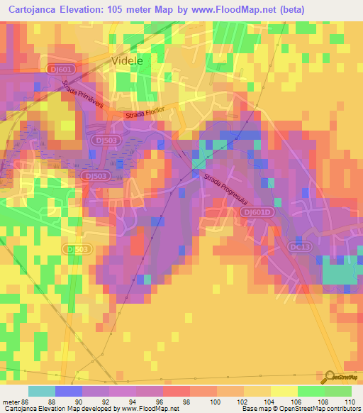 Cartojanca,Romania Elevation Map