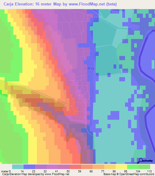 Carja,Romania Elevation Map
