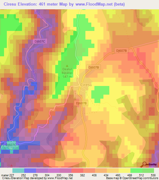 Ciresu,Romania Elevation Map