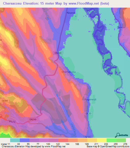 Chersacosu,Romania Elevation Map