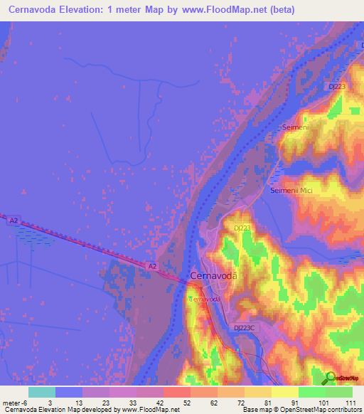 Cernavoda,Romania Elevation Map