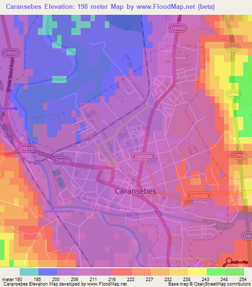 Caransebes,Romania Elevation Map