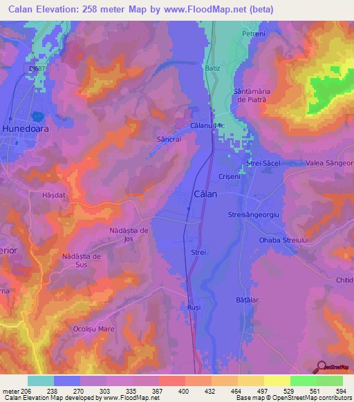 Calan,Romania Elevation Map