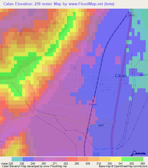 Calan,Romania Elevation Map