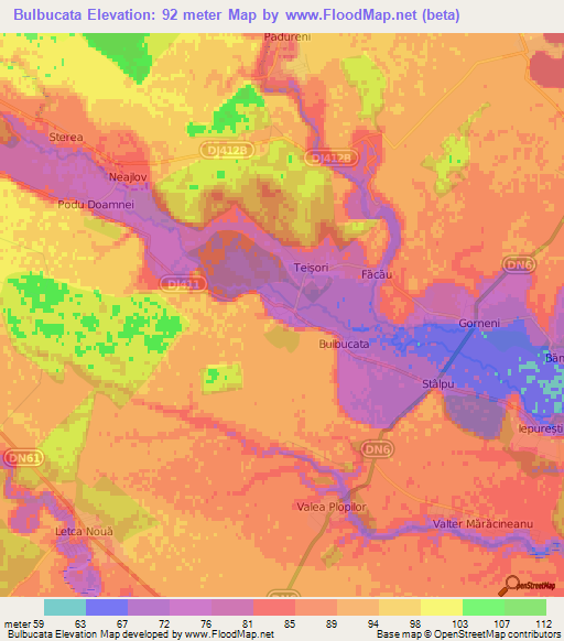 Bulbucata,Romania Elevation Map