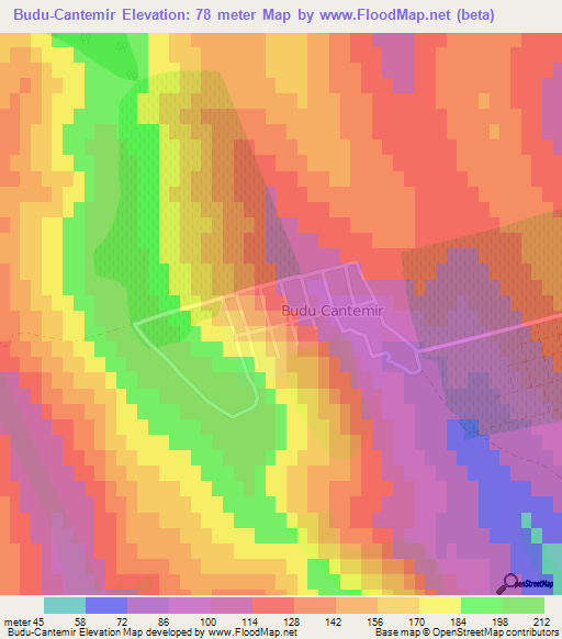 Budu-Cantemir,Romania Elevation Map