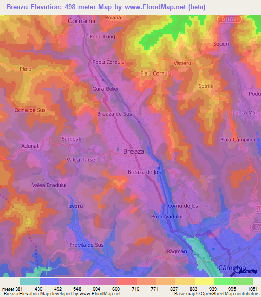 Breaza,Romania Elevation Map