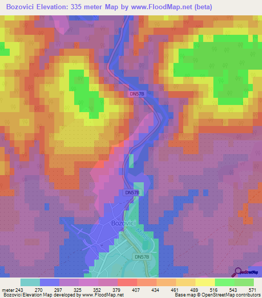 Bozovici,Romania Elevation Map