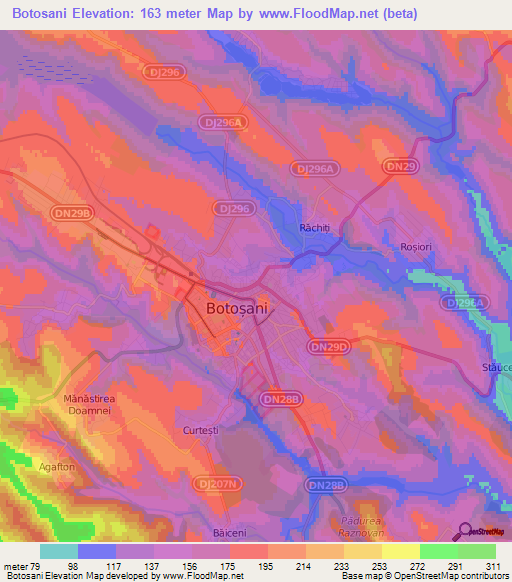 Botosani,Romania Elevation Map