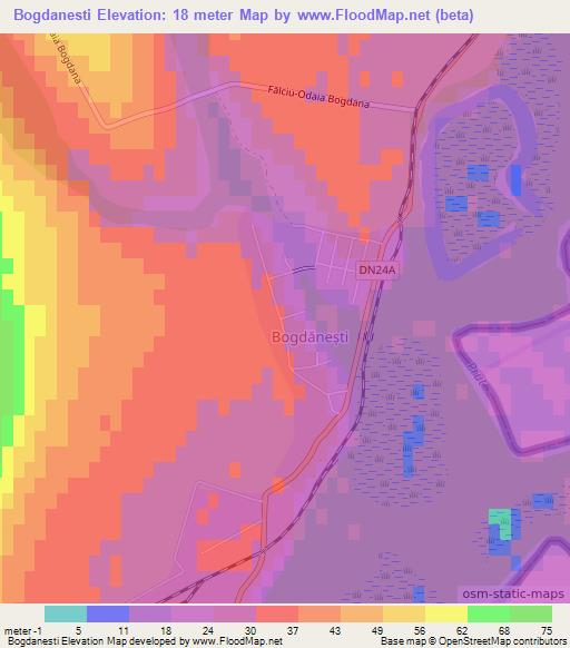 Bogdanesti,Romania Elevation Map