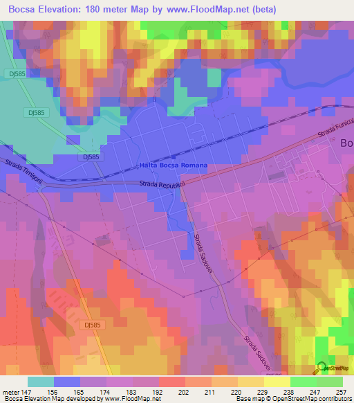 Bocsa,Romania Elevation Map