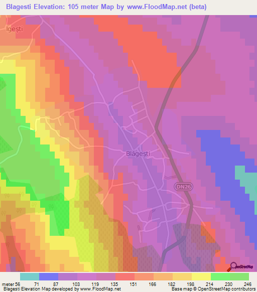 Blagesti,Romania Elevation Map