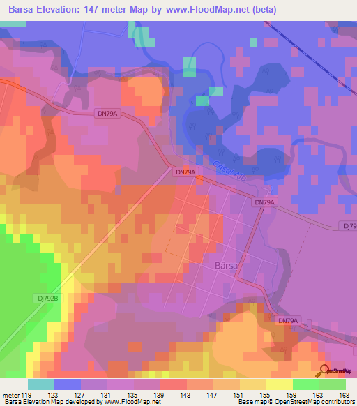 Barsa,Romania Elevation Map