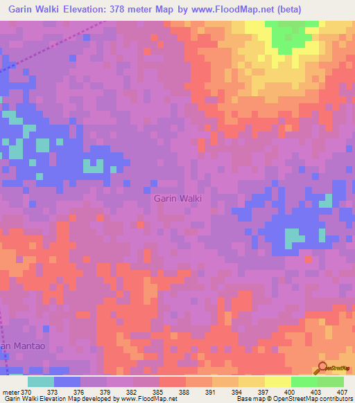 Garin Walki,Niger Elevation Map