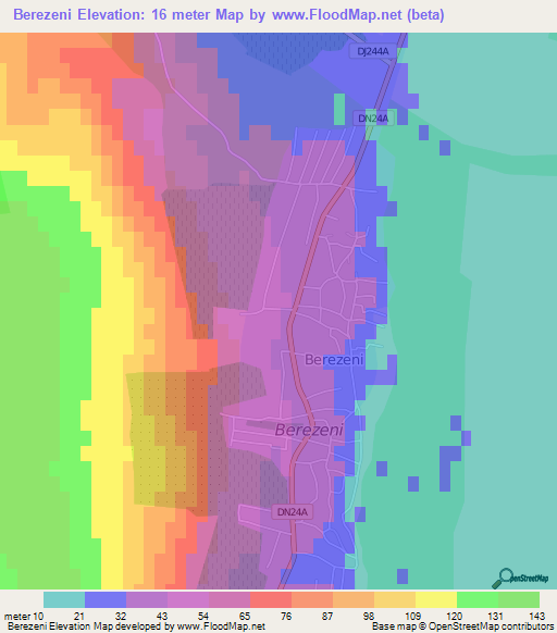 Berezeni,Romania Elevation Map