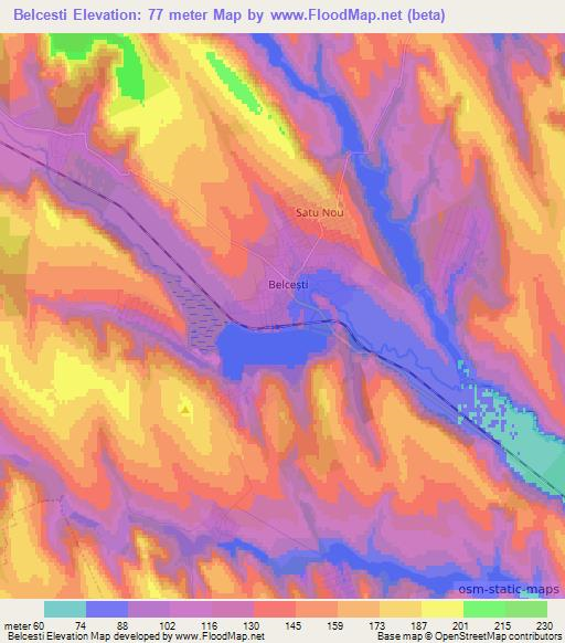 Belcesti,Romania Elevation Map