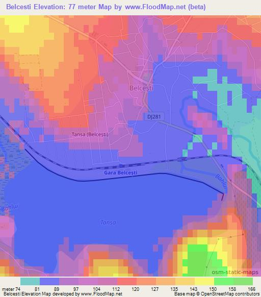 Belcesti,Romania Elevation Map