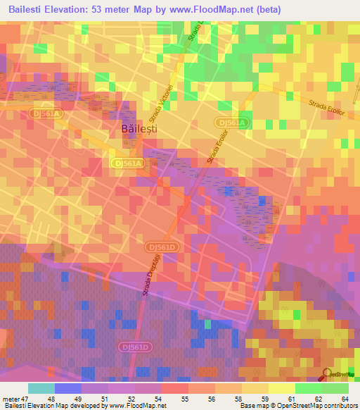 Bailesti,Romania Elevation Map