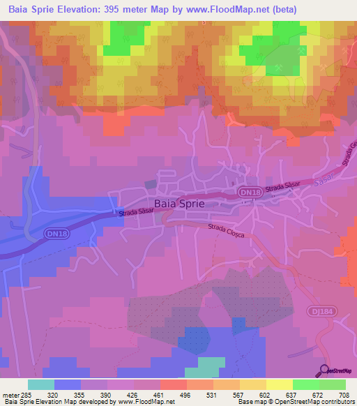 Baia Sprie,Romania Elevation Map