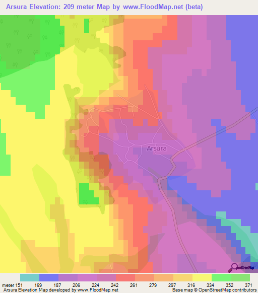 Arsura,Romania Elevation Map