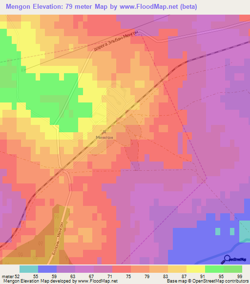 Mengon,Russia Elevation Map