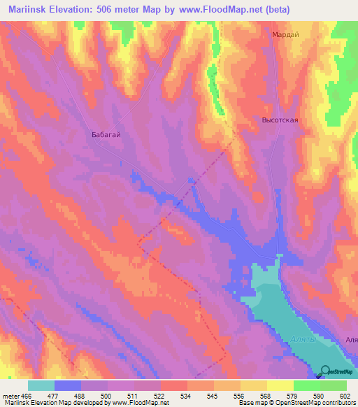 Mariinsk,Russia Elevation Map