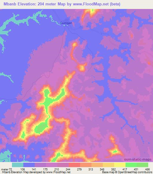 Mbanb,Guinea Elevation Map