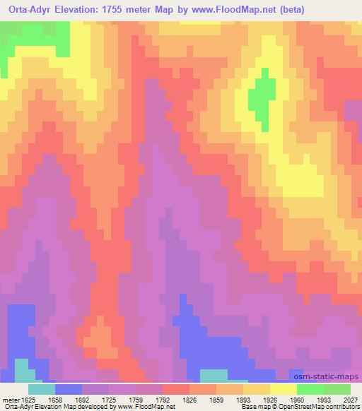 Orta-Adyr,Russia Elevation Map