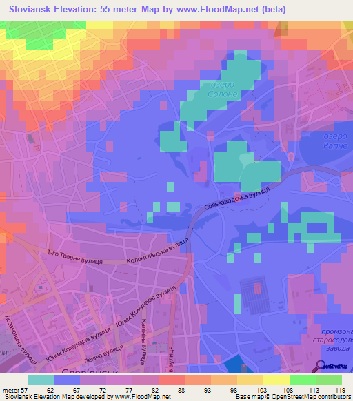 Sloviansk,Ukraine Elevation Map