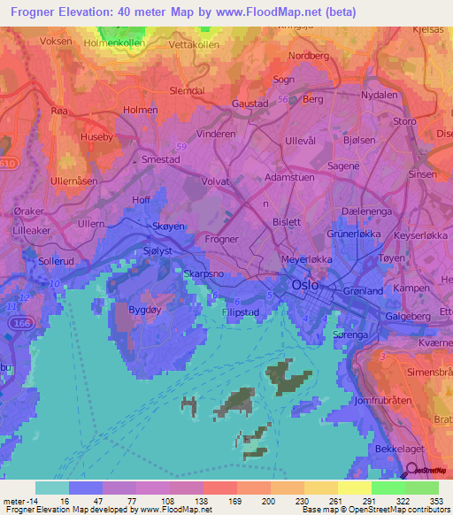 Frogner,Norway Elevation Map