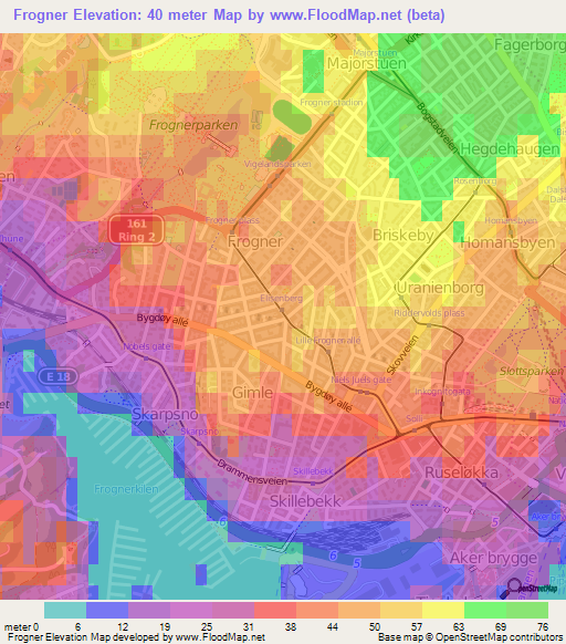 Frogner,Norway Elevation Map