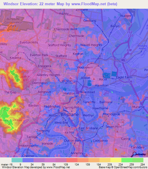 Windsor,Australia Elevation Map