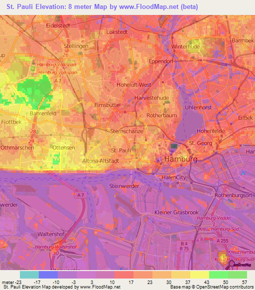 St. Pauli,Germany Elevation Map