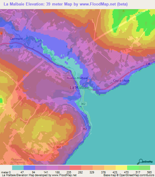 La Malbaie,Canada Elevation Map