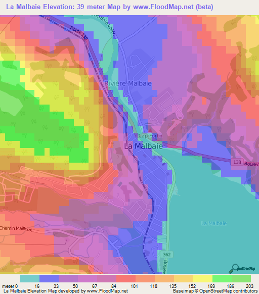 La Malbaie,Canada Elevation Map