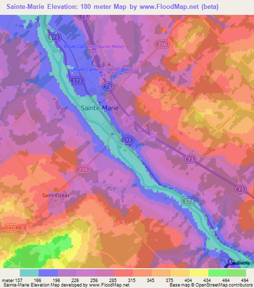 Sainte-Marie,Canada Elevation Map