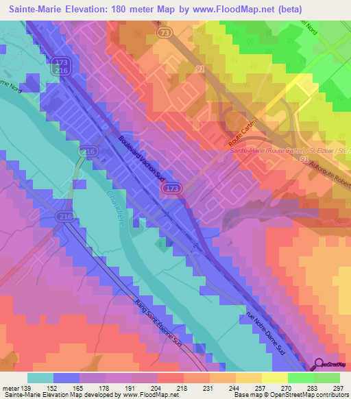 Sainte-Marie,Canada Elevation Map