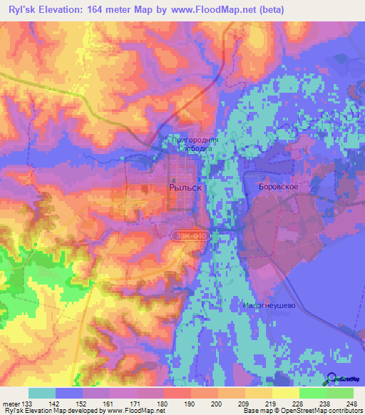 Ryl'sk,Russia Elevation Map