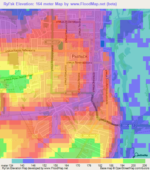 Ryl'sk,Russia Elevation Map