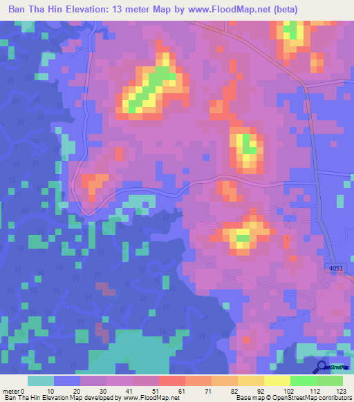 Ban Tha Hin,Thailand Elevation Map